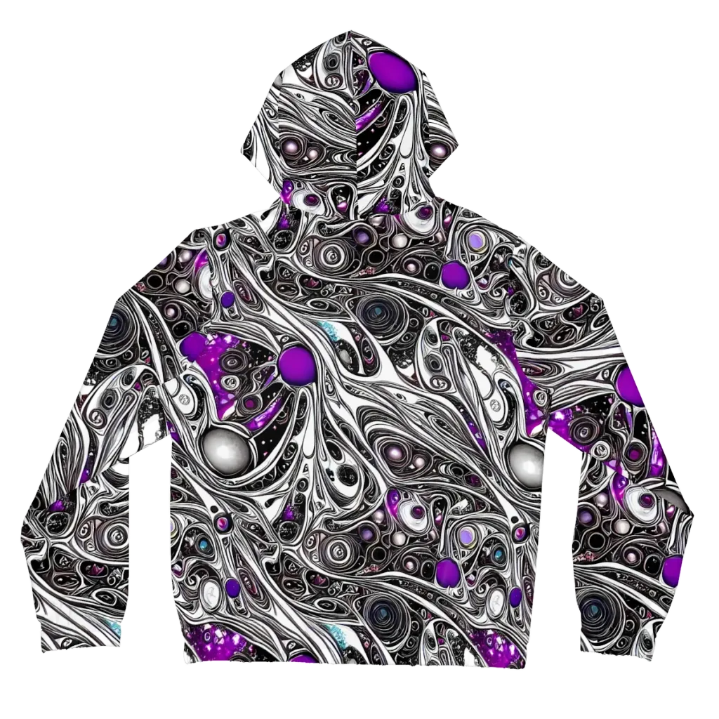 Neo-Noir Waves on Women's Full-Zip Hoodie — Back