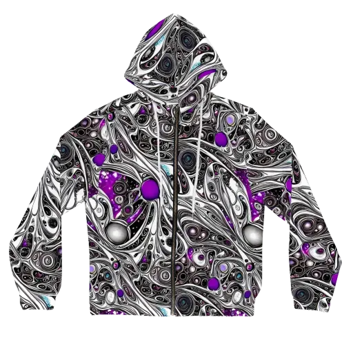 Neo-Noir Waves on a Women's Full-Zip Hoodie