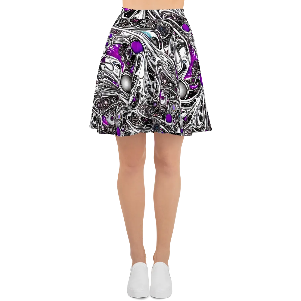 Neo-Noir Waves on Skater Skirt — Front