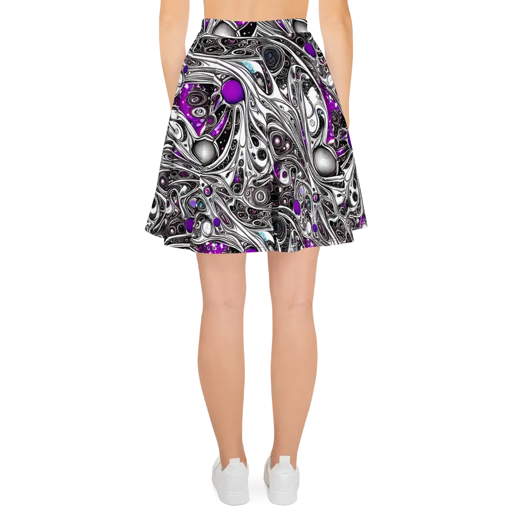 Neo-Noir Waves on Skater Skirt — Back