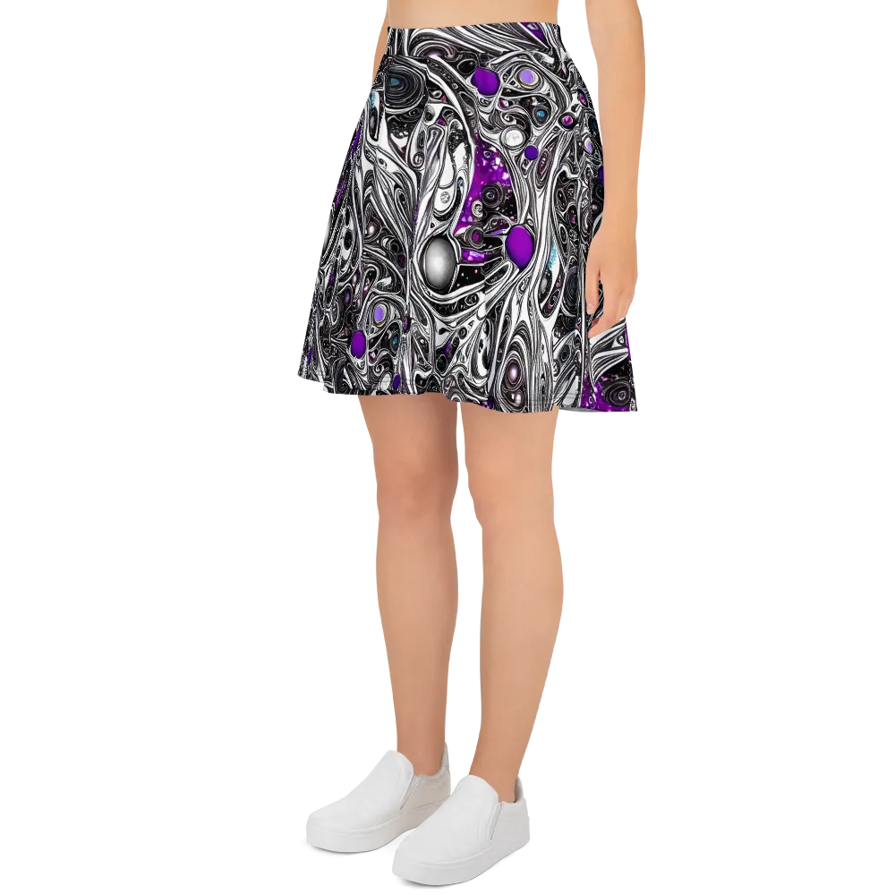 Neo-Noir Waves on Skater Skirt — Left