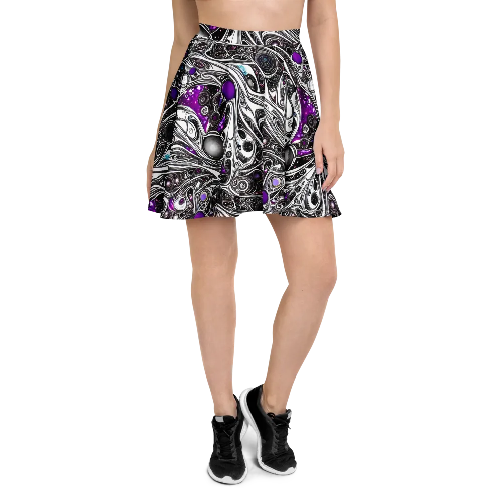 Neo-Noir Waves on Skater Skirt — Front