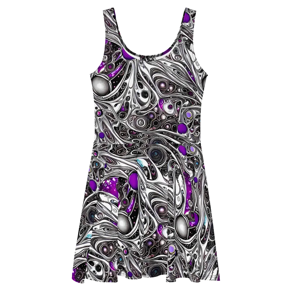 Neo-Noir Waves on Skater Dress — Front