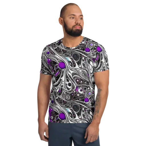 Neo-Noir Waves on a Men's Athletic T-Shirt