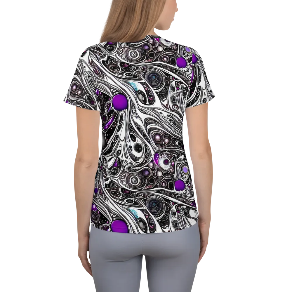 Neo-Noir Waves on Women's Athletic T-Shirt — Back