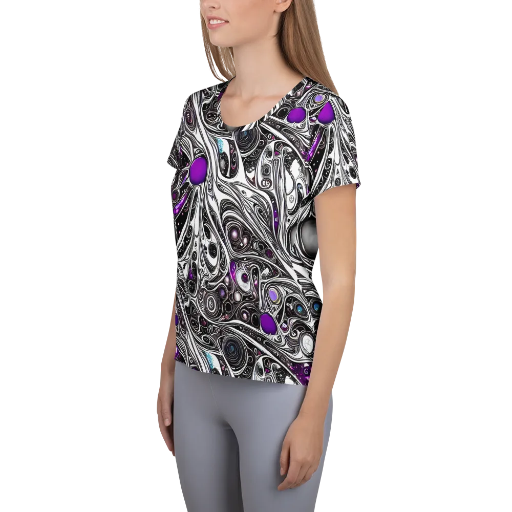 Neo-Noir Waves on Women's Athletic T-Shirt — Left