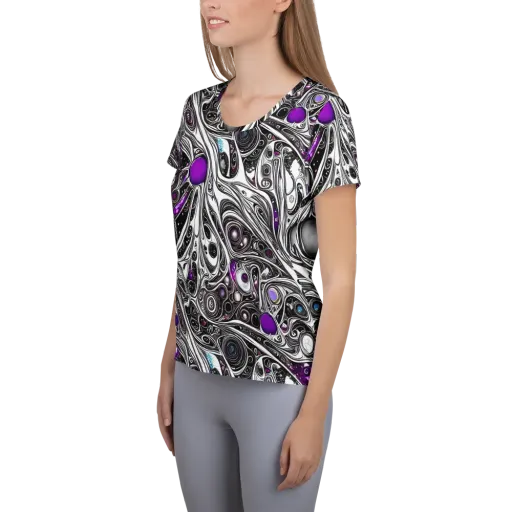 Neo-Noir Waves on a Women's Athletic T-Shirt