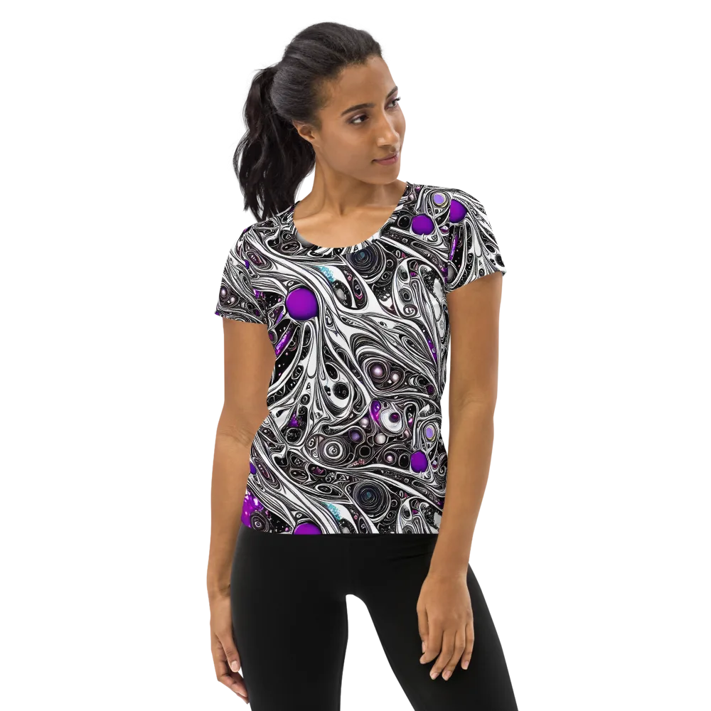 Neo-Noir Waves on Women's Athletic T-Shirt — Front