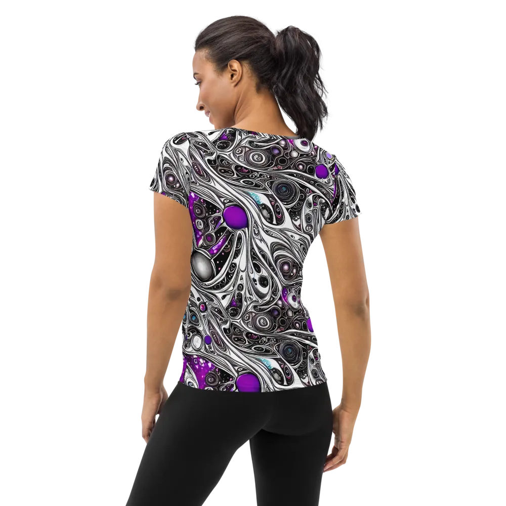 Neo-Noir Waves on Women's Athletic T-Shirt — Back