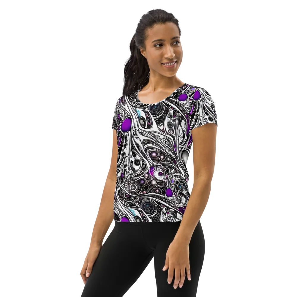 Neo-Noir Waves on Women's Athletic T-Shirt — Left