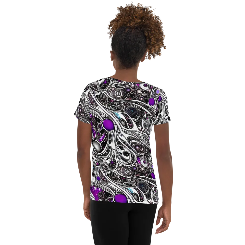 Neo-Noir Waves on Women's Athletic T-Shirt — Back
