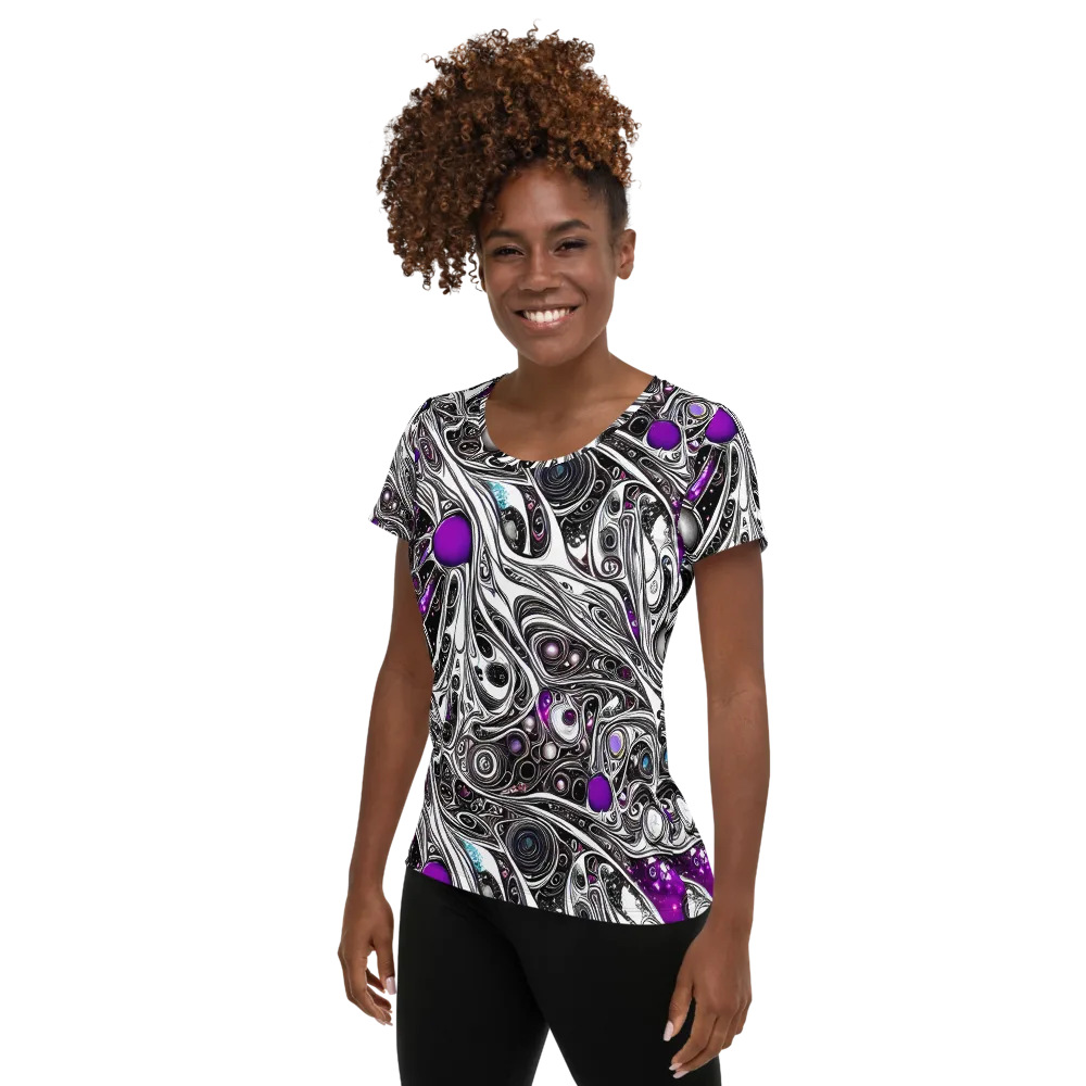 Neo-Noir Waves on Women's Athletic T-Shirt — Left