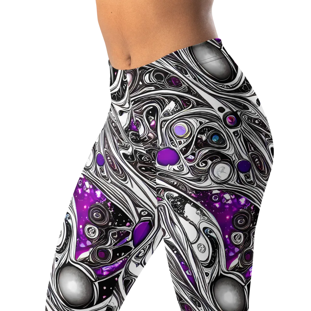 Neo-Noir Waves on Leggings — Left Front