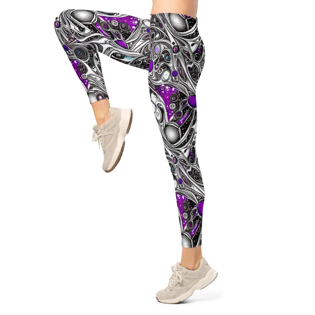 Neo-Noir Waves on Leggings — Left