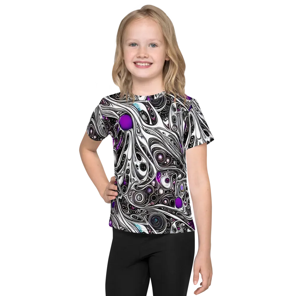 Neo-Noir Waves on Kids Crew Neck T-Shirt — Front