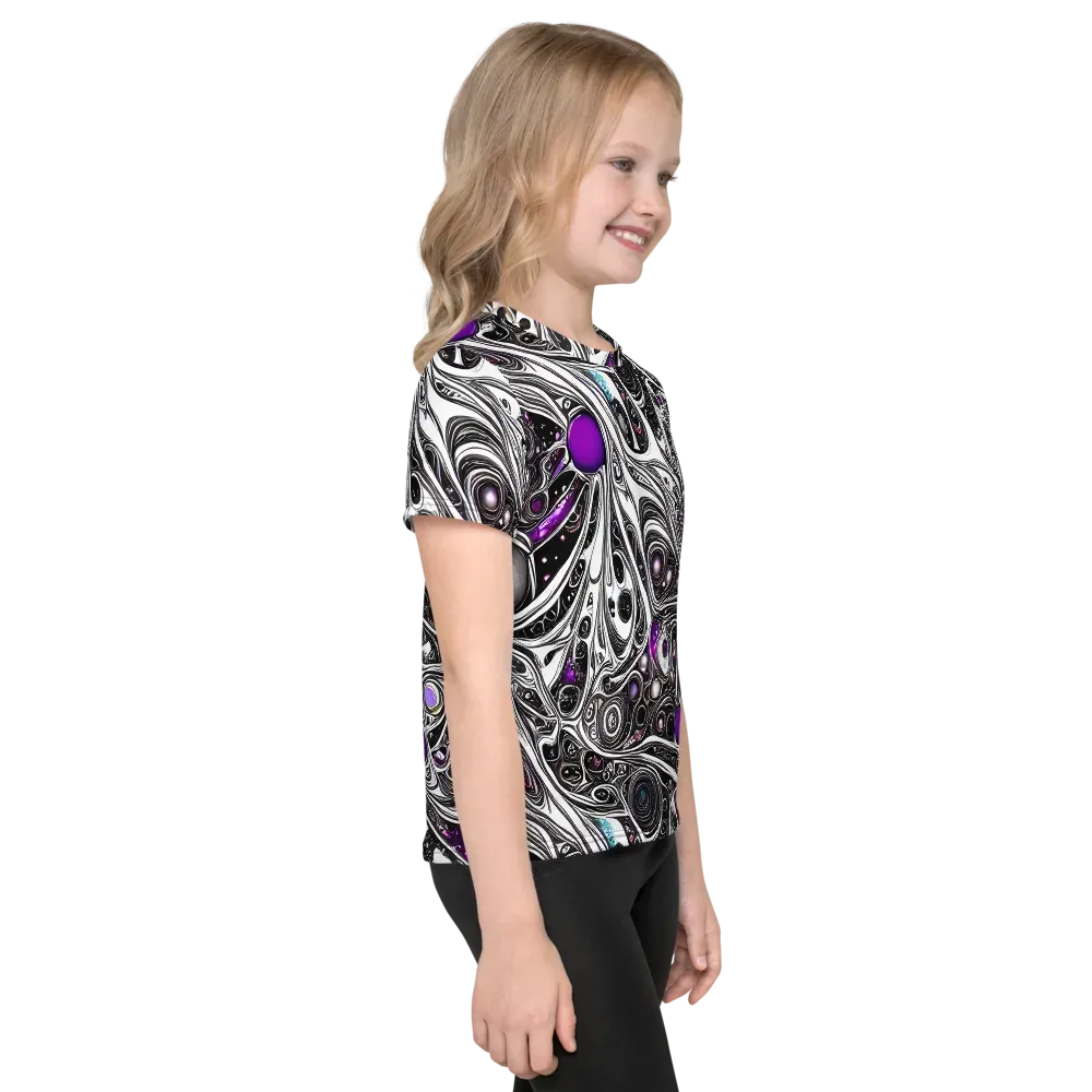 Neo-Noir Waves on Kids Crew Neck T-Shirt — Right