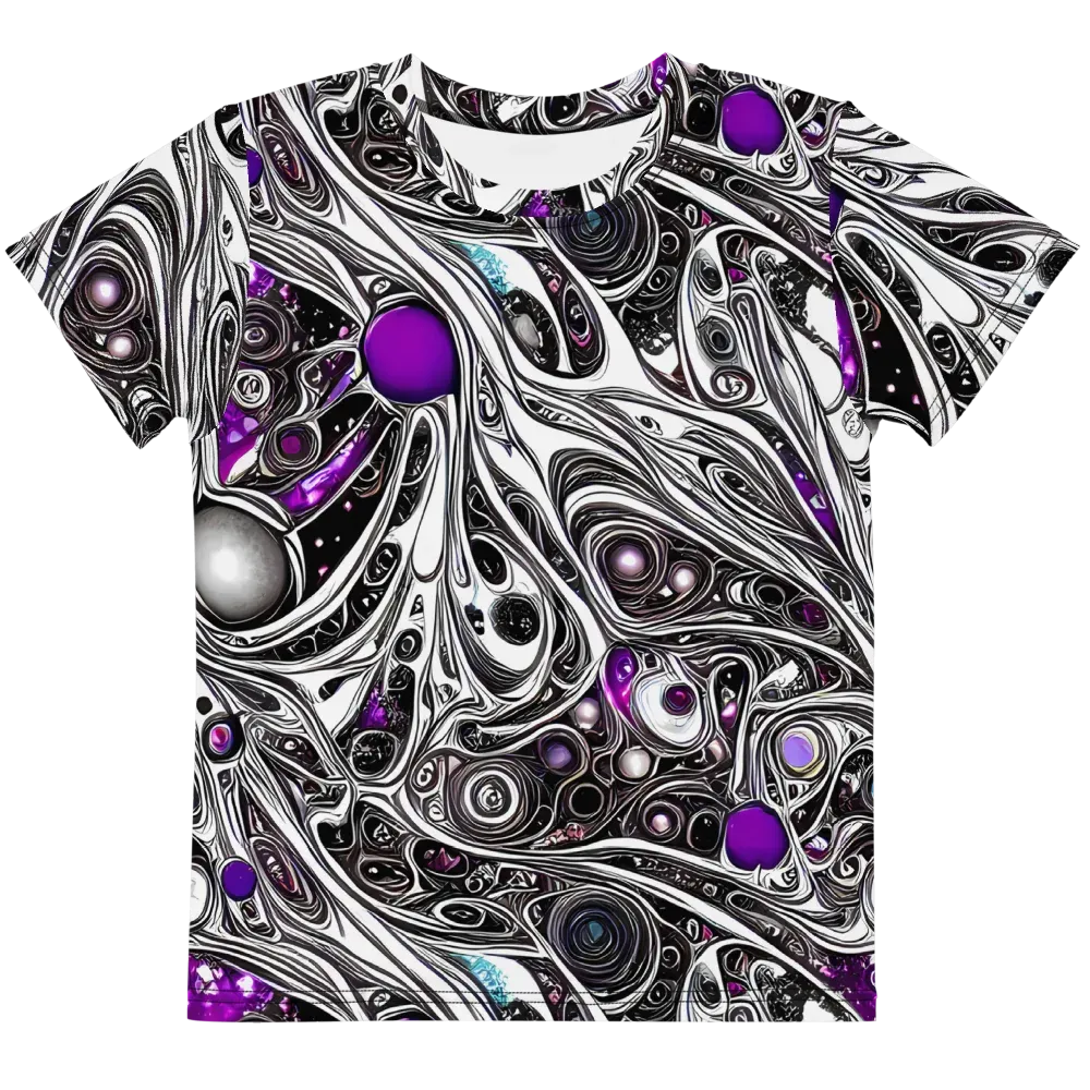 Neo-Noir Waves on Kids Crew Neck T-Shirt — Front