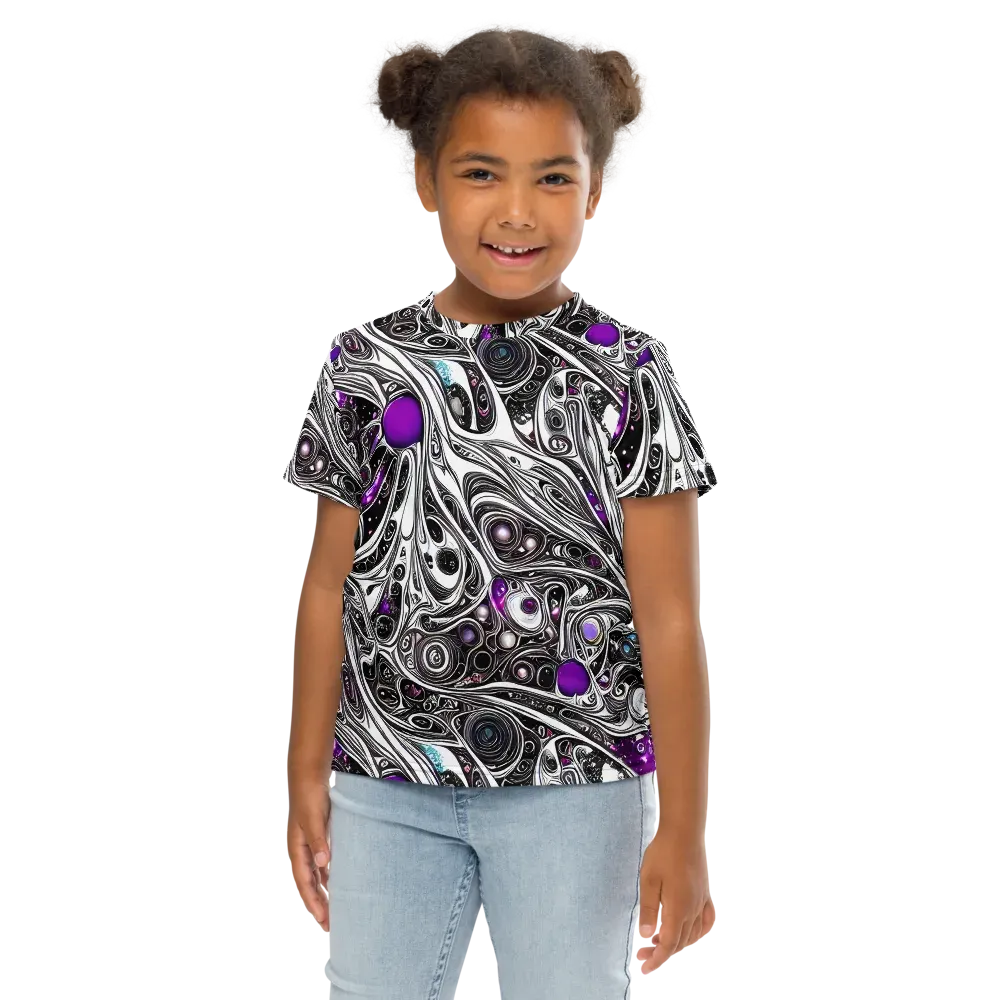Neo-Noir Waves on Kids Crew Neck T-Shirt — Front
