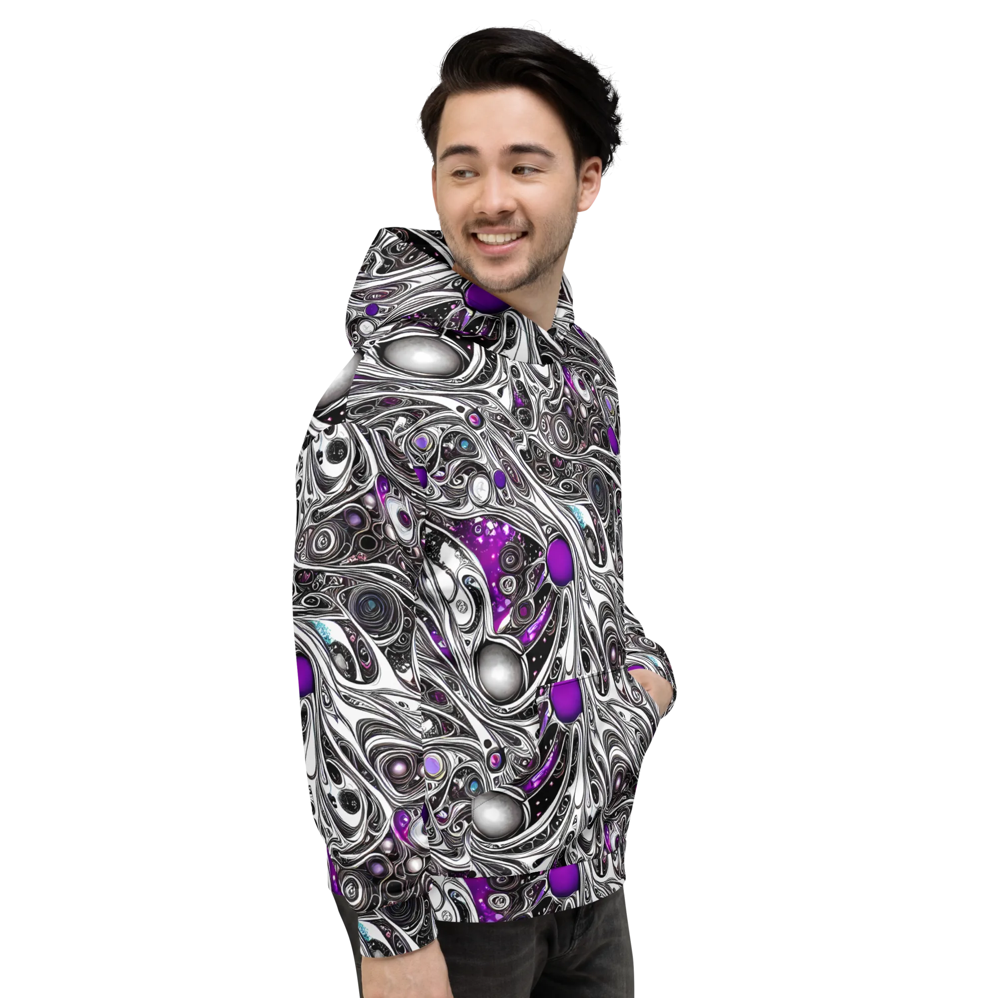 Neo-Noir Waves on Hoodie — Right