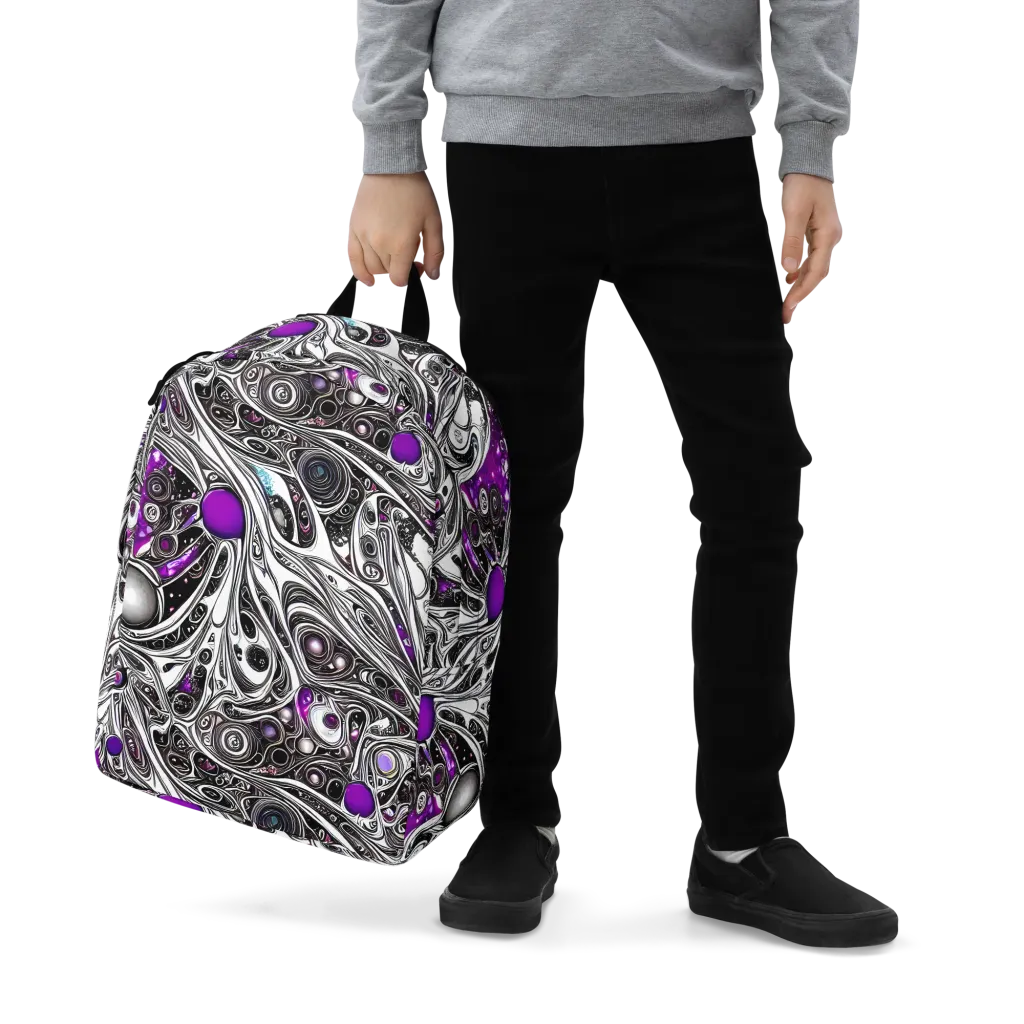 Neo-Noir Waves on Minimalist Backpack — Zoomed-in