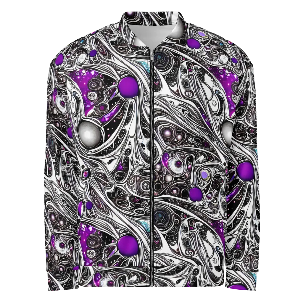 Neo-Noir Waves on Bomber Jacket — Front