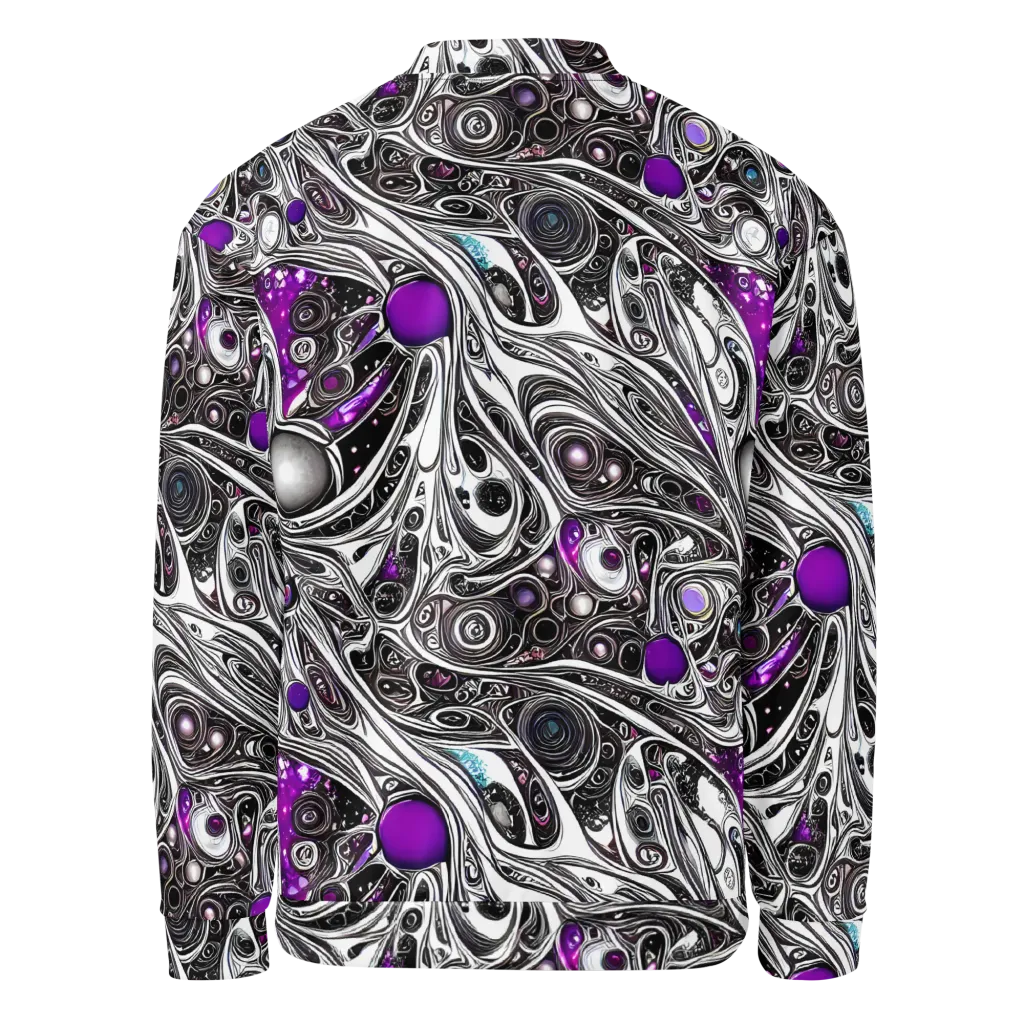 Neo-Noir Waves on Bomber Jacket — Back