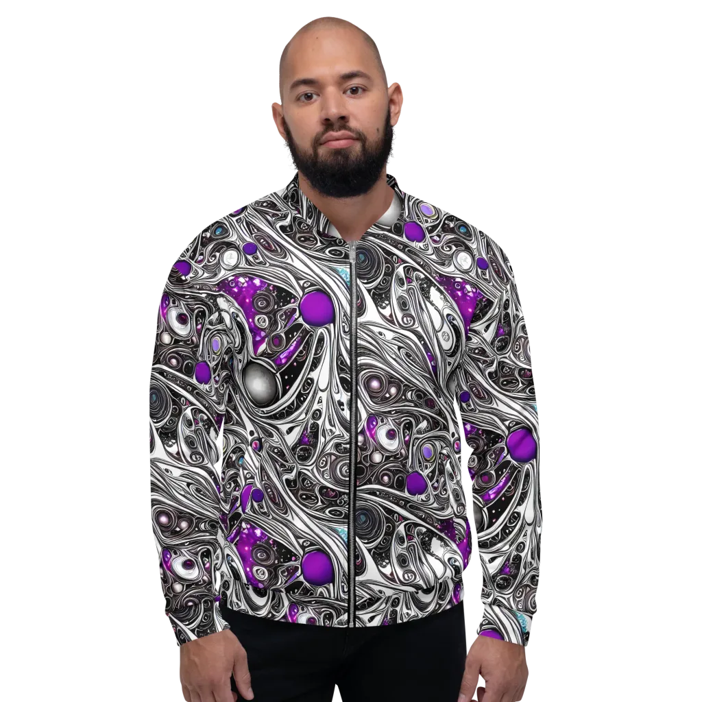 Neo-Noir Waves on Bomber Jacket — Front
