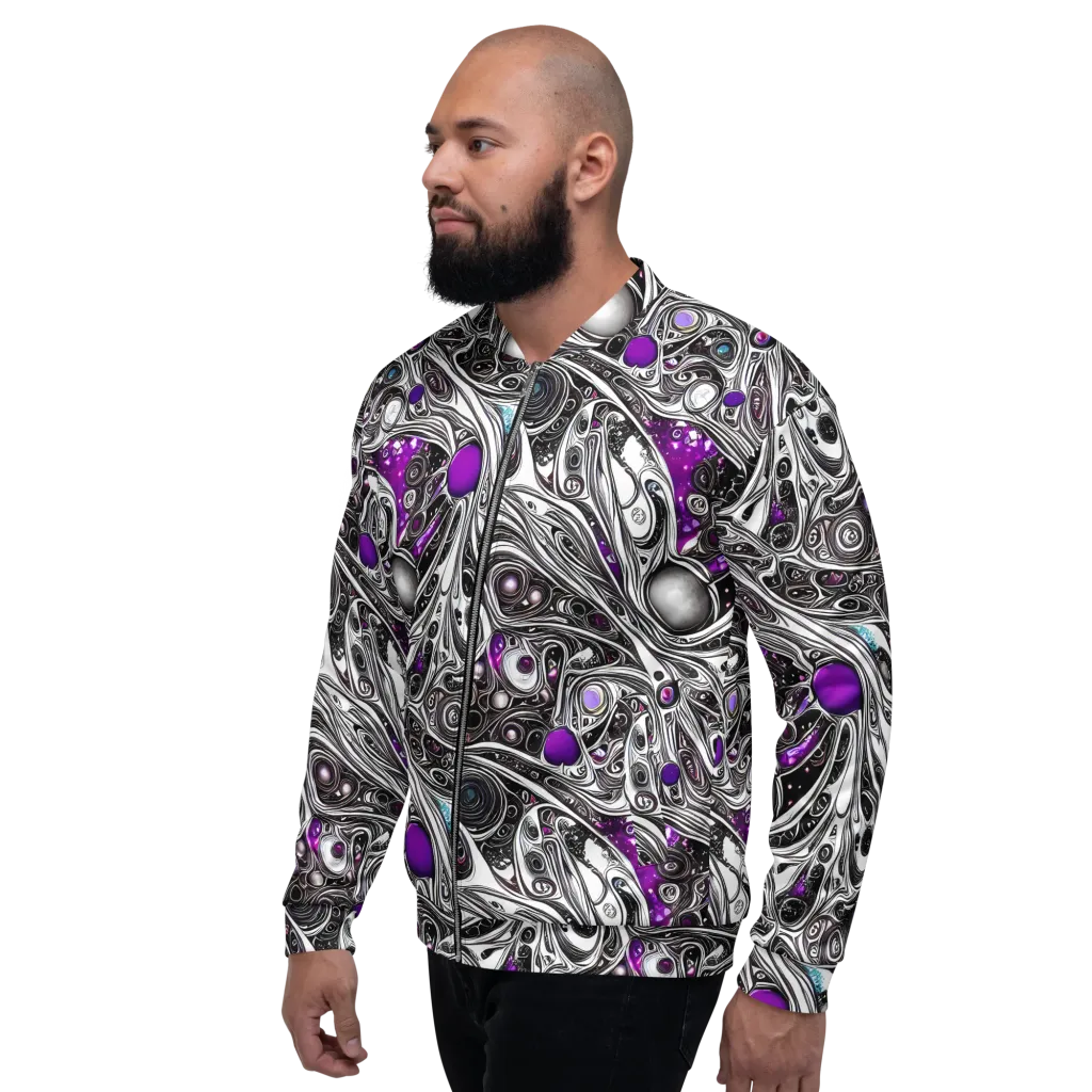 Neo-Noir Waves on Bomber Jacket — Left