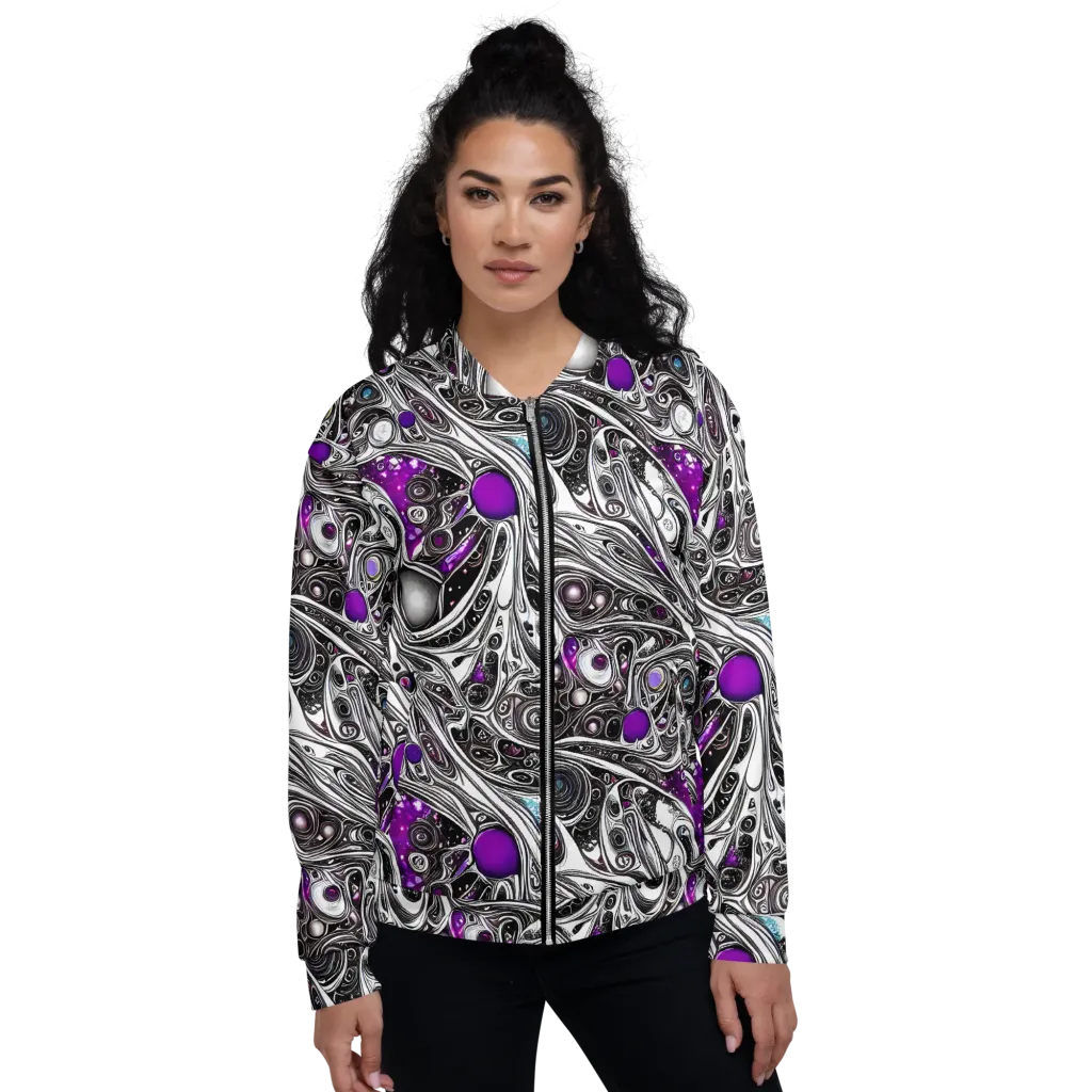 Neo-Noir Waves on Bomber Jacket — Front