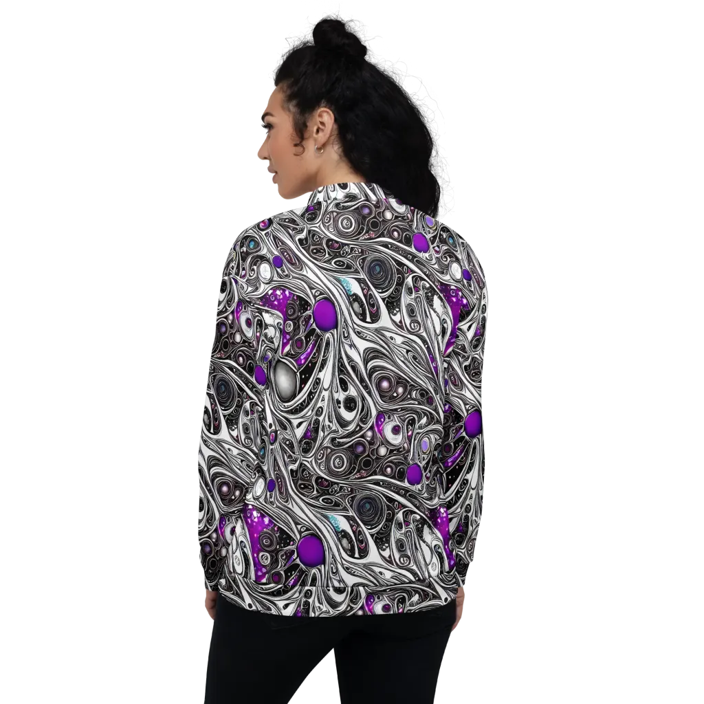 Neo-Noir Waves on Bomber Jacket — Back