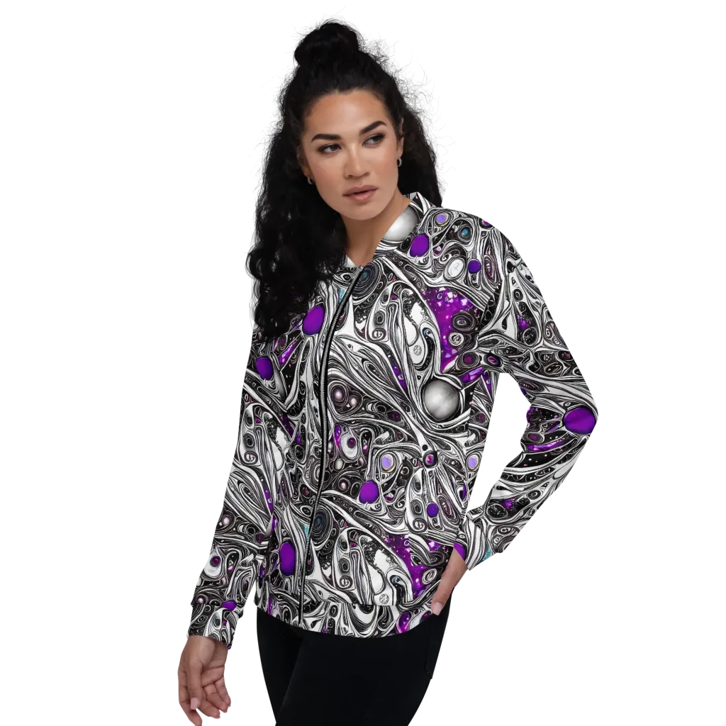 Neo-Noir Waves on Bomber Jacket — Left