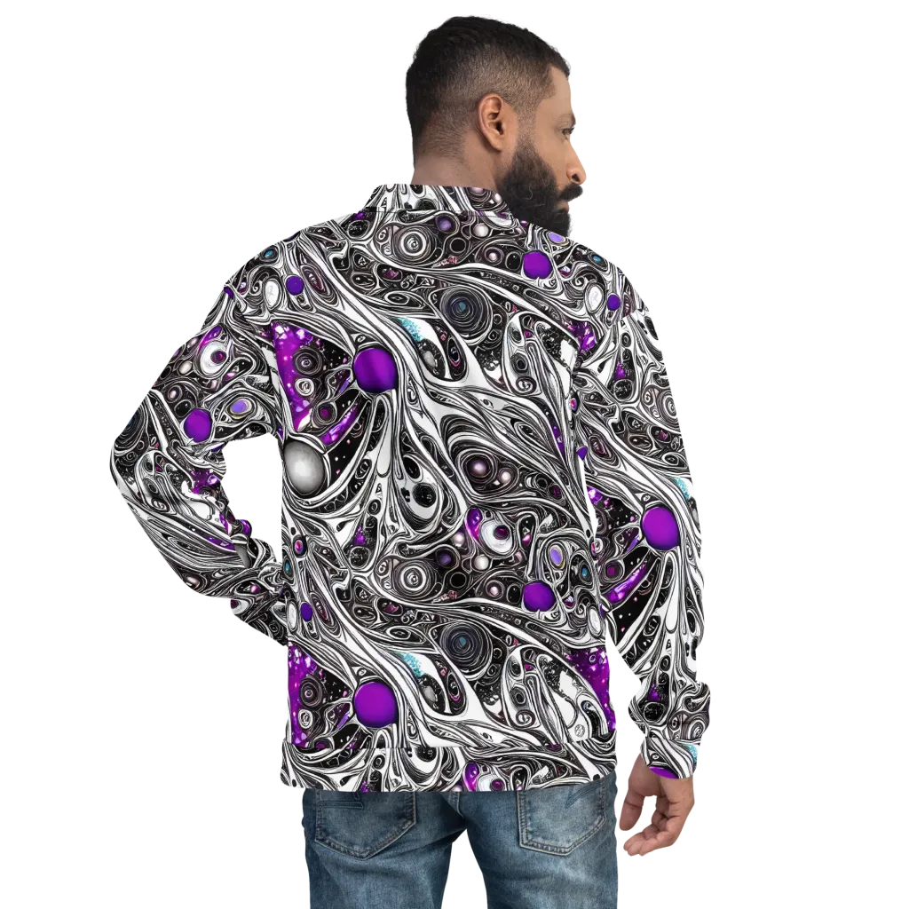 Neo-Noir Waves on Bomber Jacket — Back