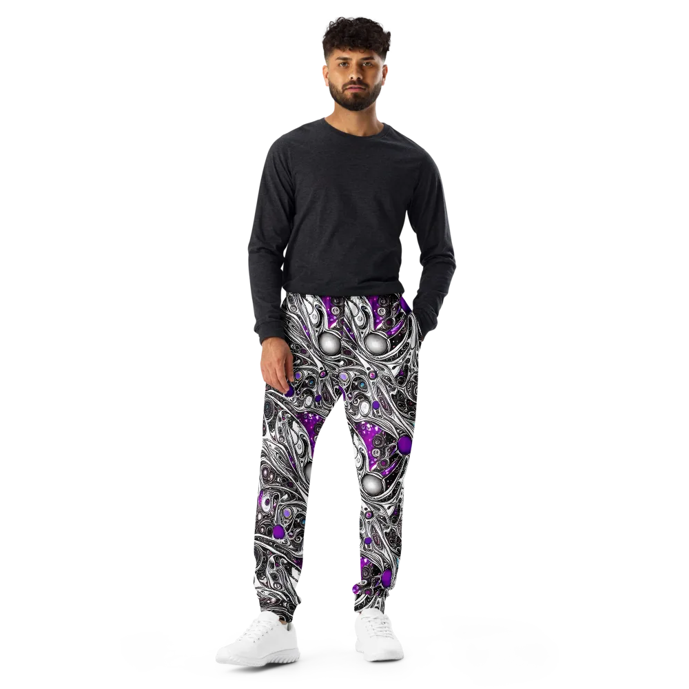 Neo-Noir Waves on Men's Joggers — Front