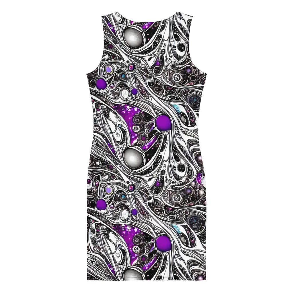 Neo-Noir Waves on Bodycon Dress — Back