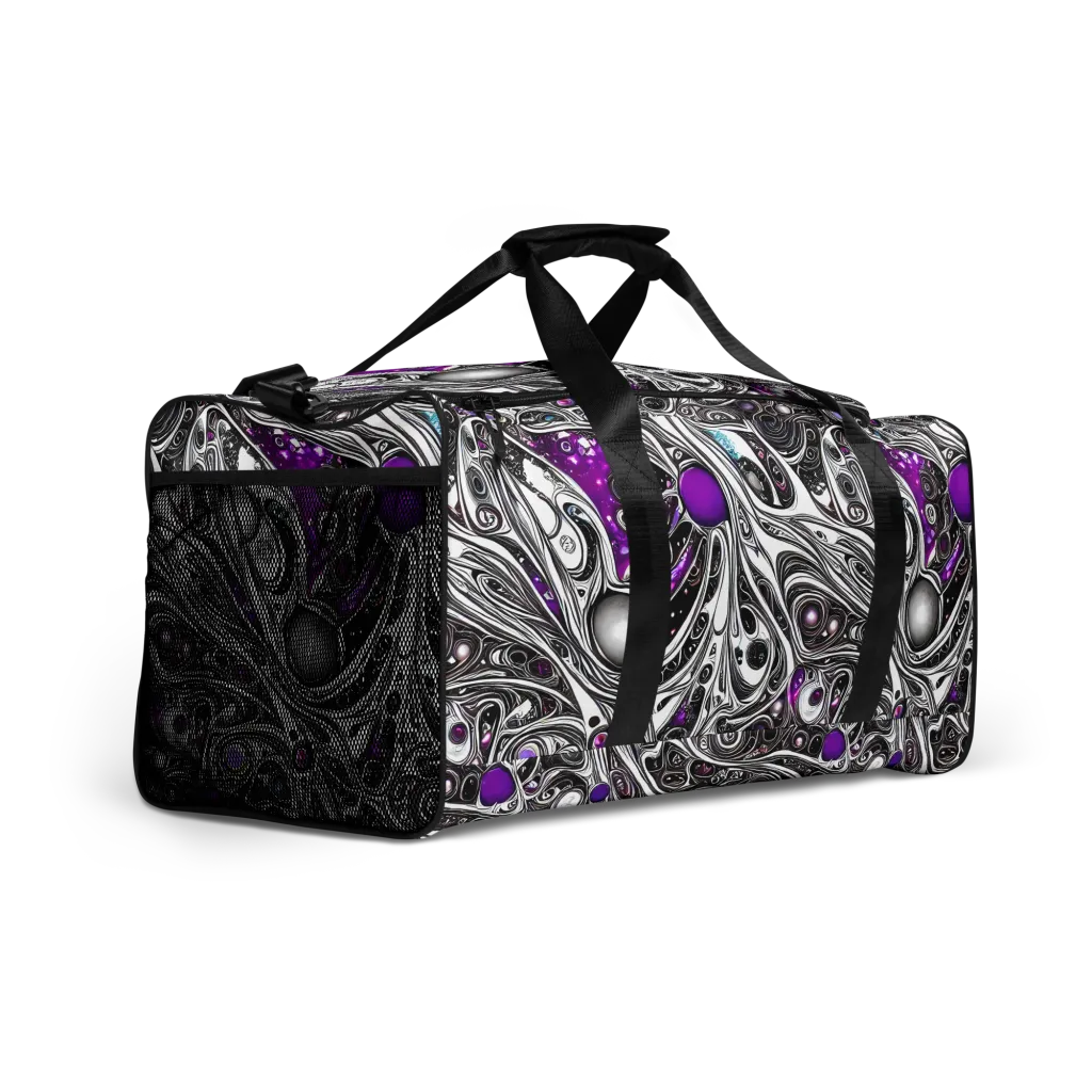 Neo-Noir Waves on Duffle Bag — Right Front