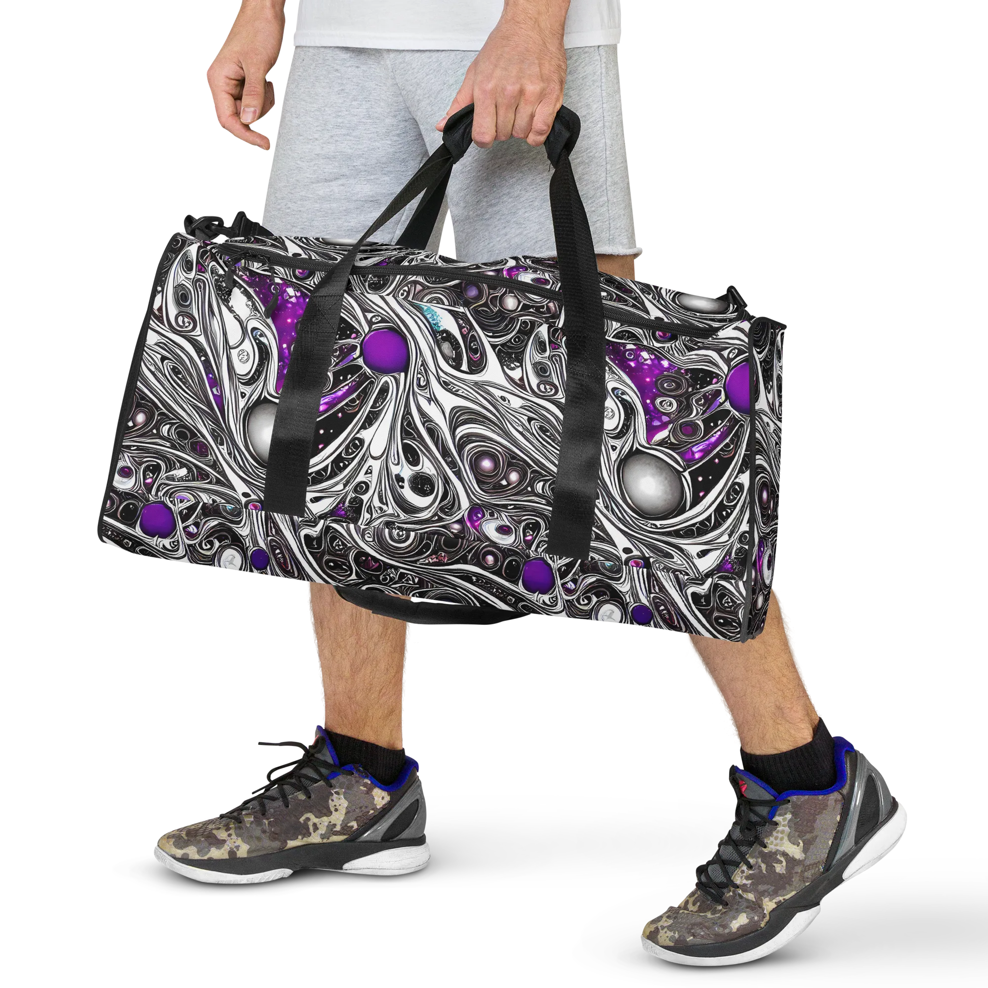 Neo-Noir Waves on Duffle Bag — Front