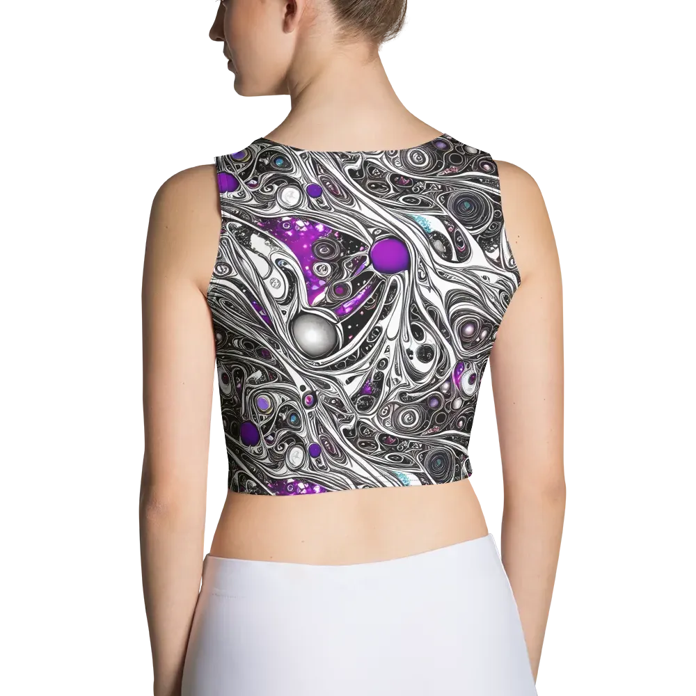 Neo-Noir Waves on Crop Top — Back