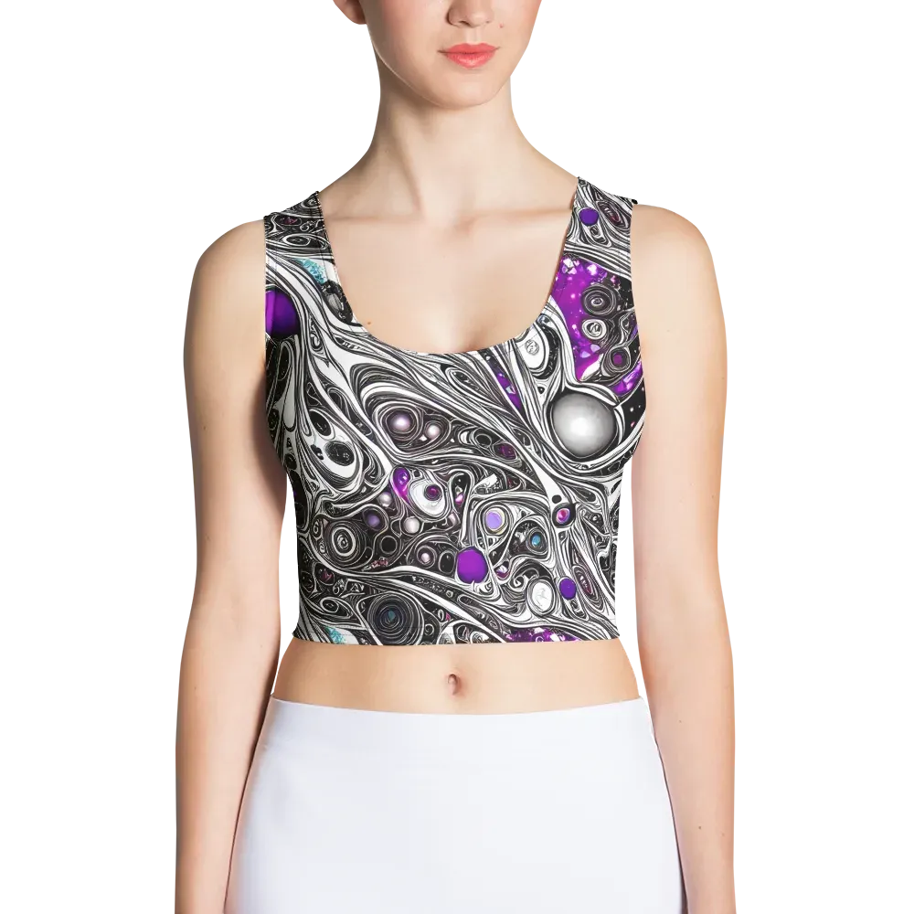 Neo-Noir Waves on Crop Top — Front