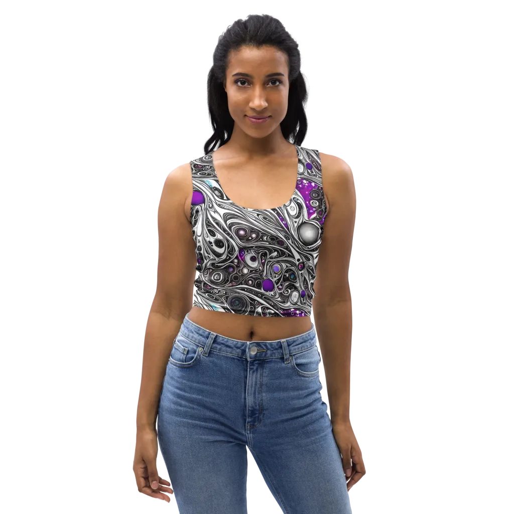 Neo-Noir Waves on Crop Top — Front
