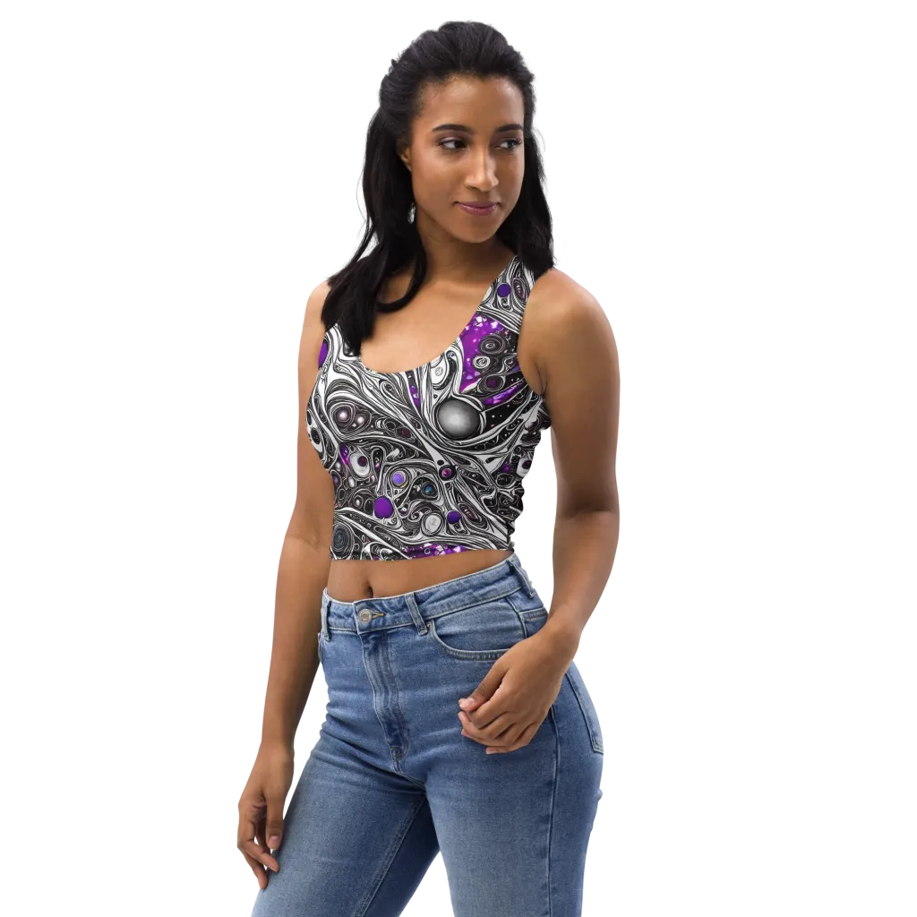Neo-Noir Waves on Crop Top — Left Front