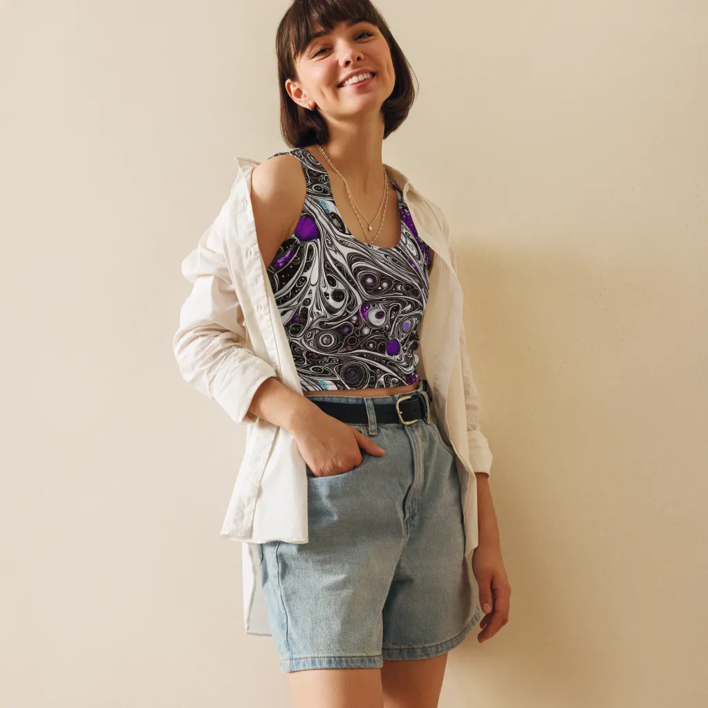 Neo-Noir Waves on Crop Top — Front