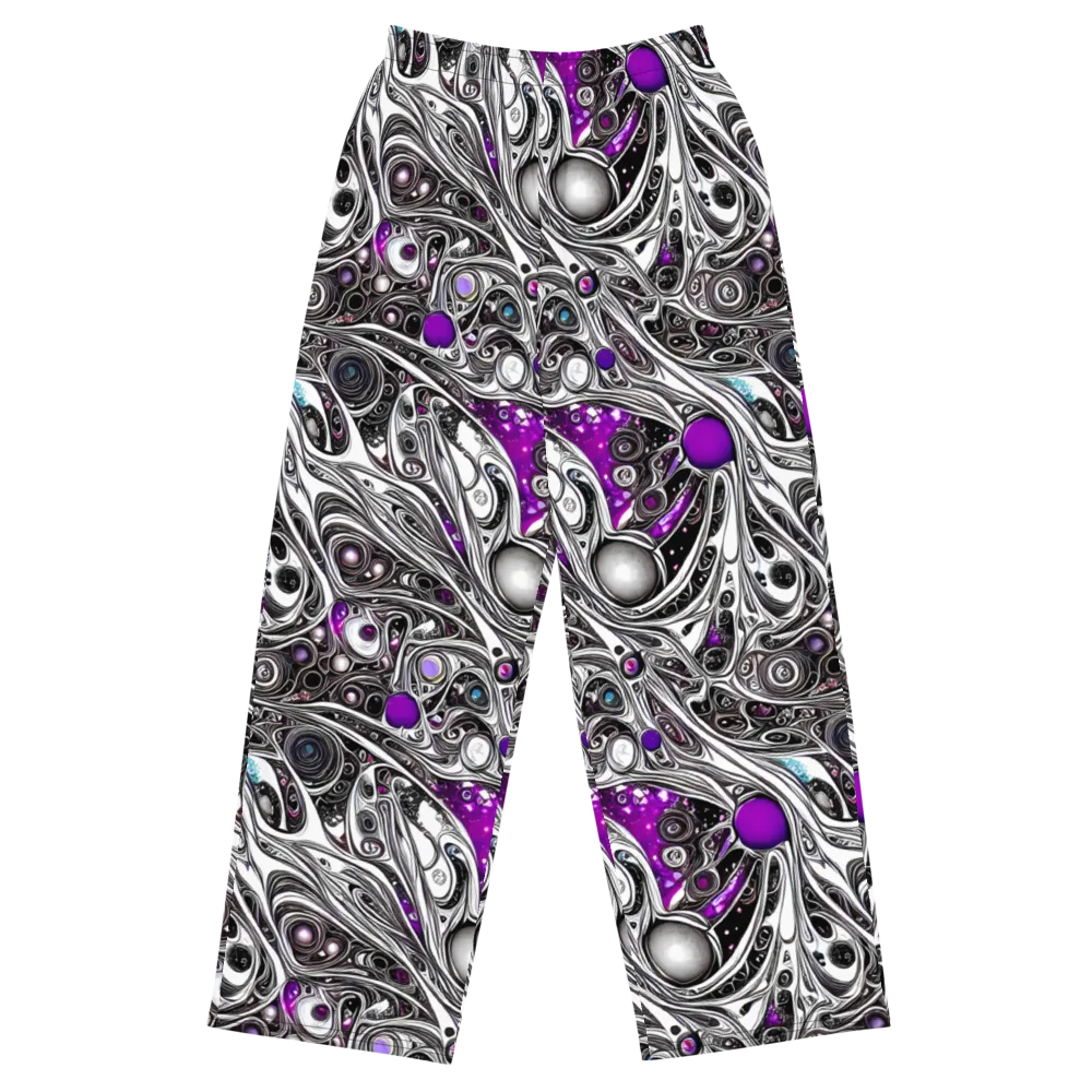 Neo-Noir Waves on Wide-Leg Pants — Front