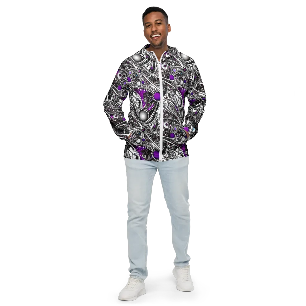 Neo-Noir Waves on Men's Windbreaker — Front