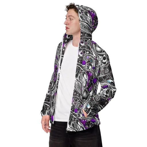 Neo-Noir Waves on a Men's Windbreaker