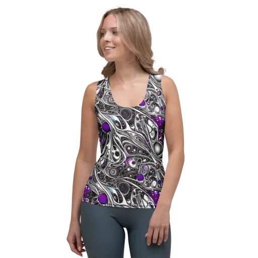 Neo-Noir Waves on a Women's Tank Top