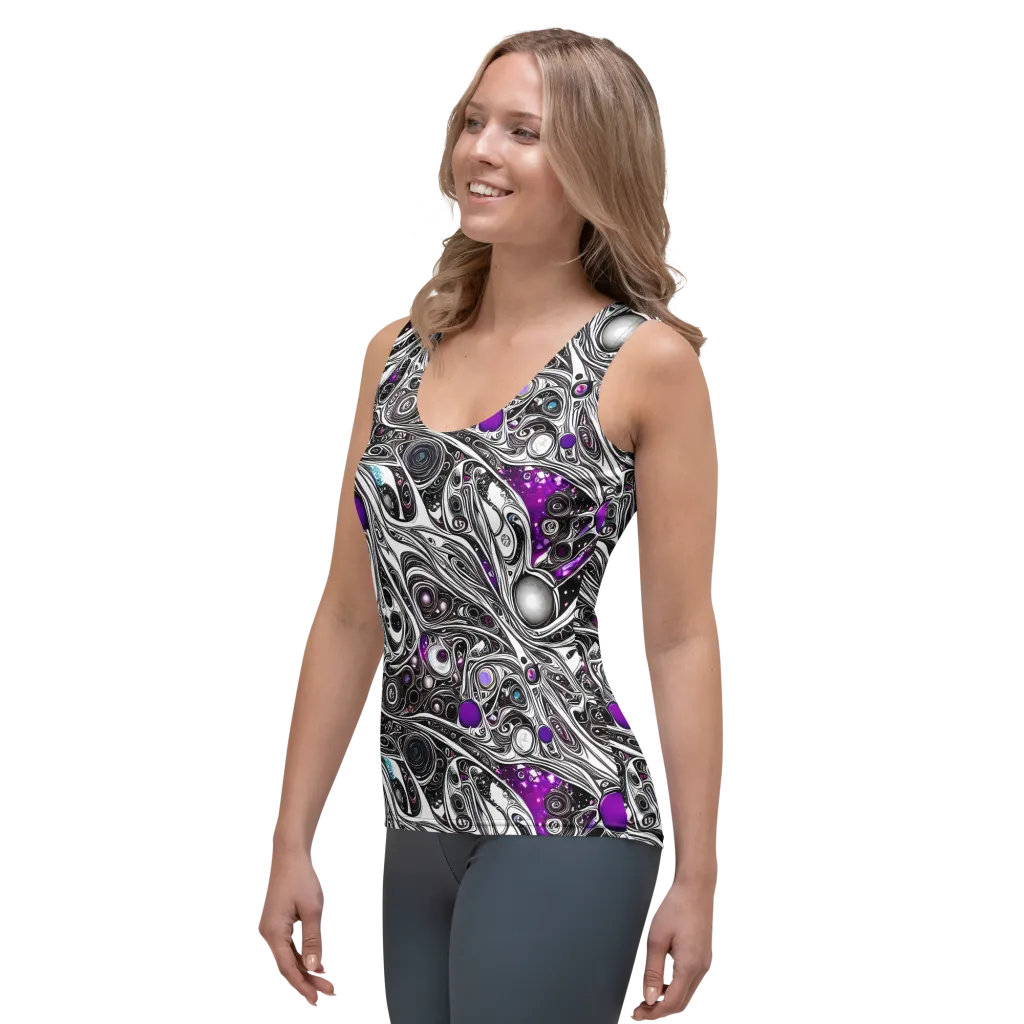 Neo-Noir Waves on Women's Tank Top — Left Front
