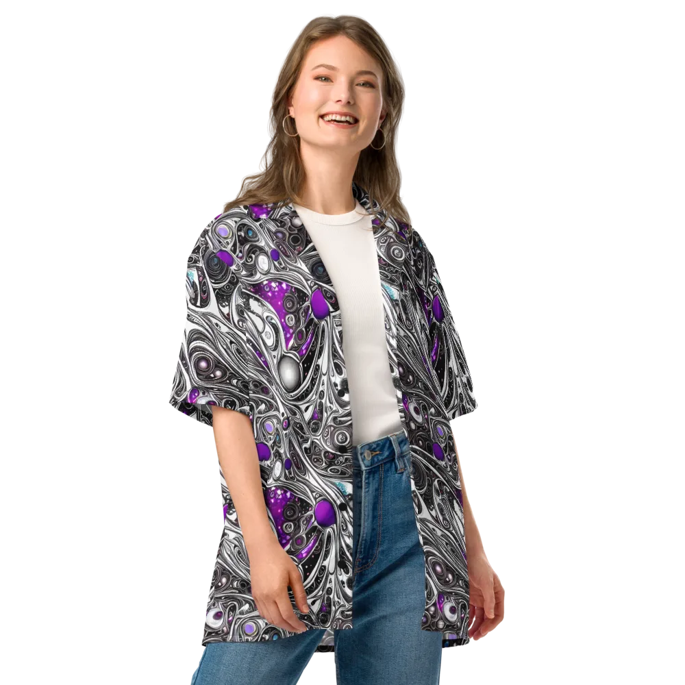 Neo-Noir Waves on Button Shirt — Front