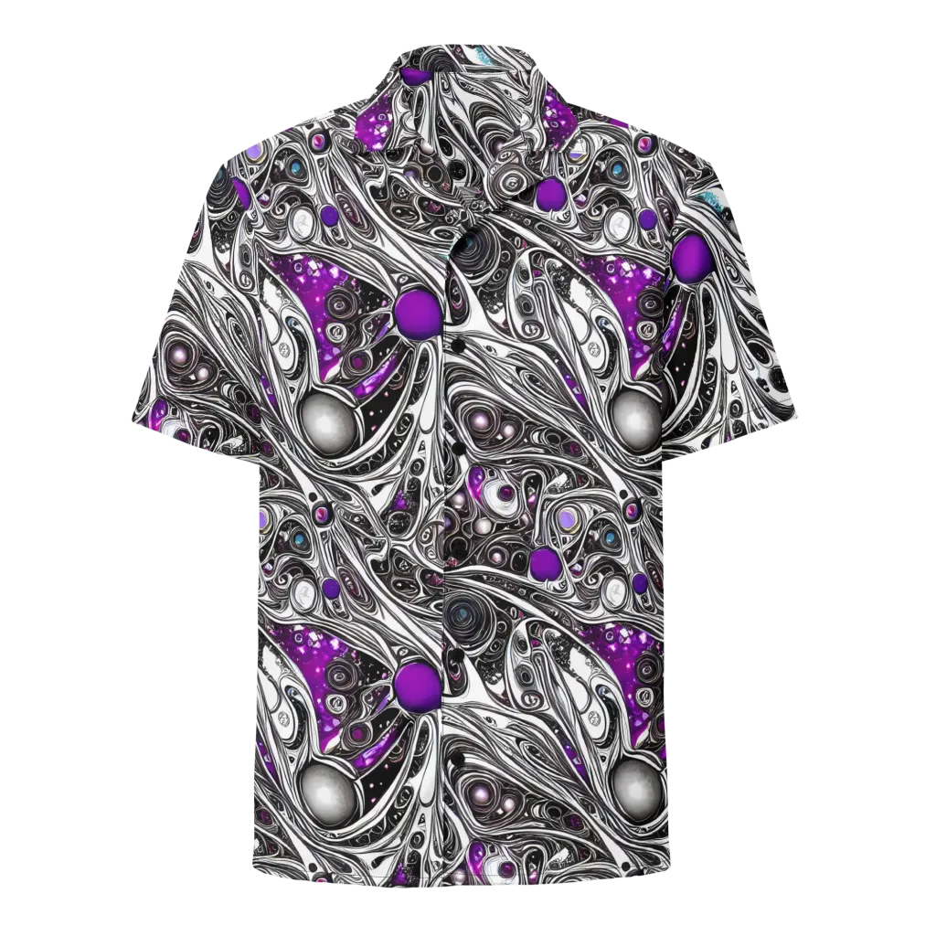Neo-Noir Waves on Button Shirt — Front
