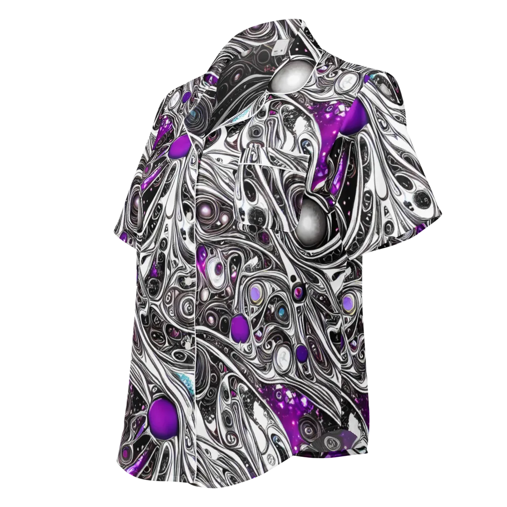 Neo-Noir Waves on Women's Short Sleeve Pajama Top — Left Front
