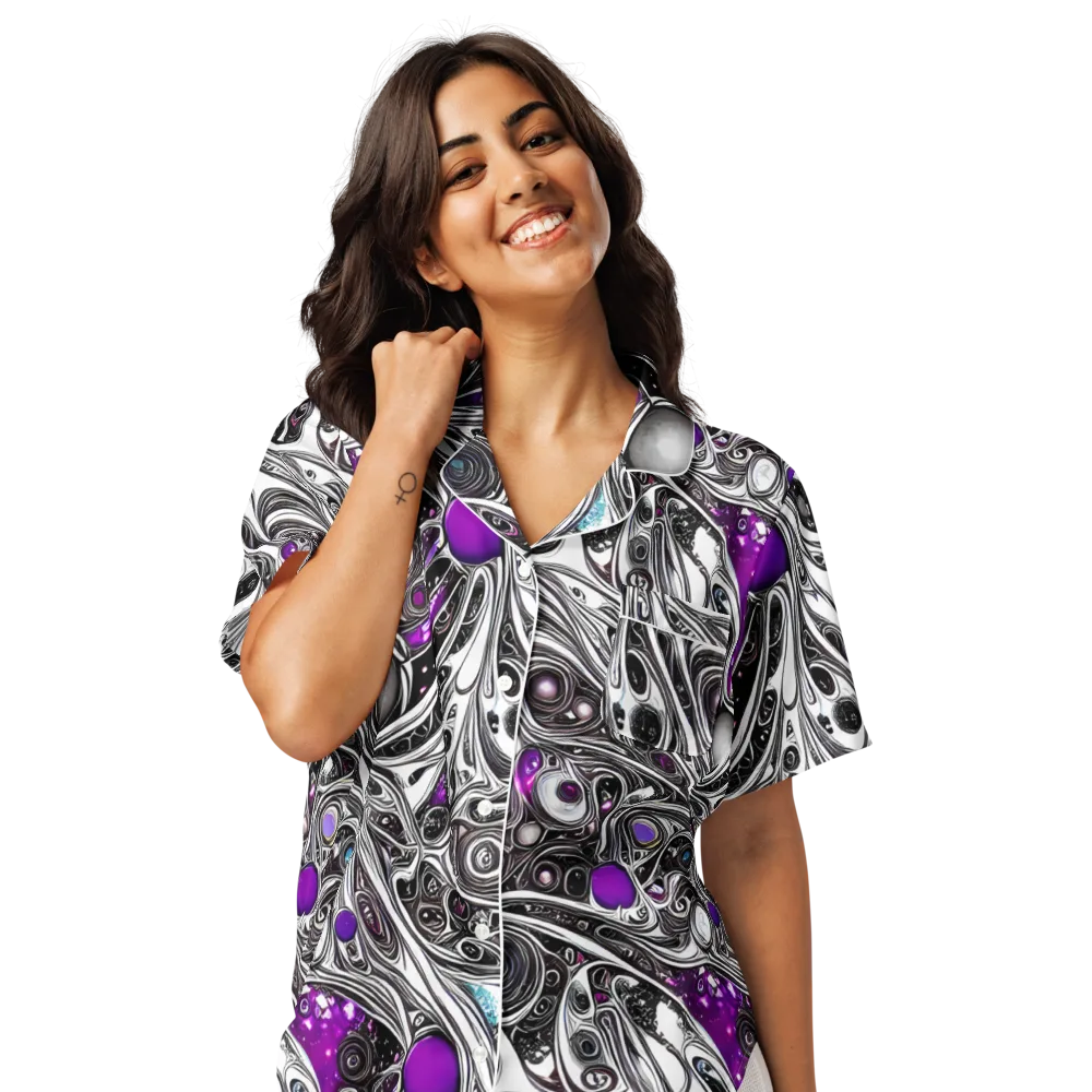 Neo-Noir Waves on Women's Short Sleeve Pajama Top — Front